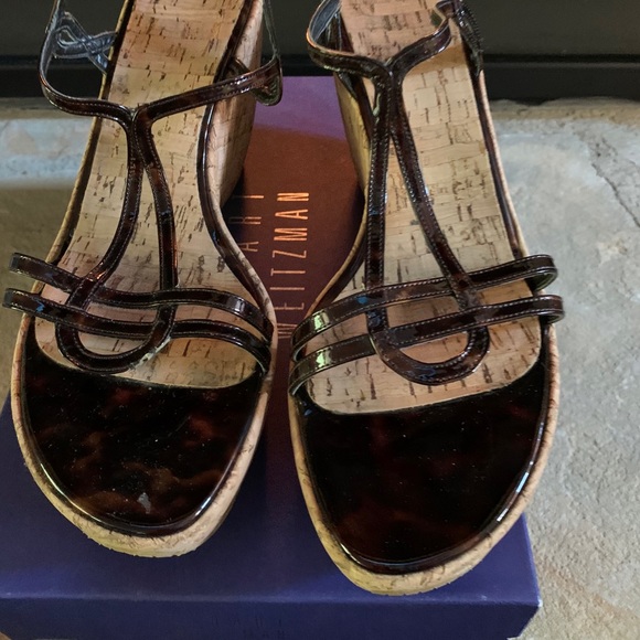 Stuart Weitzman Cognac Wedge Sandal - Picture 2 of 6